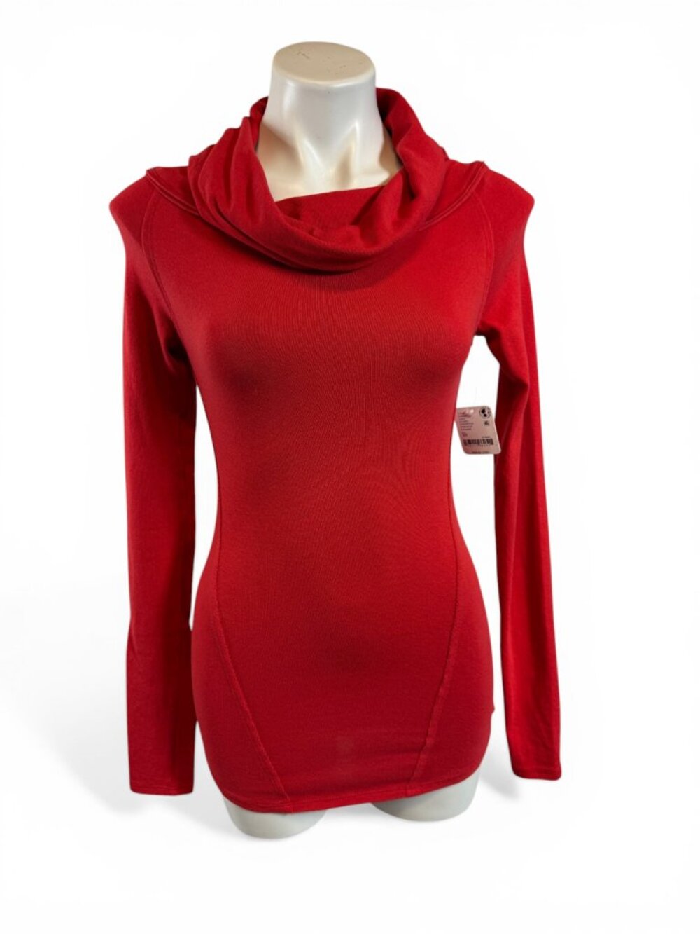 Free People Red Cowl Neck Long Sleeve Knit Top Women’s XS NWT Fitted